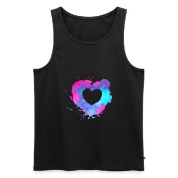 Watercolor heart with pink and light blue colors - Men's Premium Organic Tank Top - black - Front - AI Model Male 178 light (178cm)