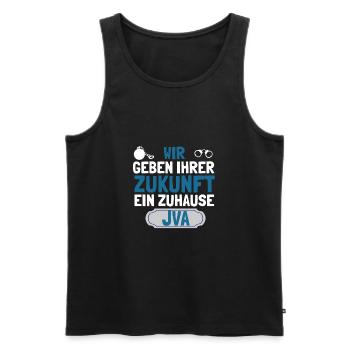 Wir geben ihrer Zukunft ein Zuhause - JVA Knast - Männer Premium Bio Tank Top - Schwarz - Vorne - AI Model Male 178 light (178cm)