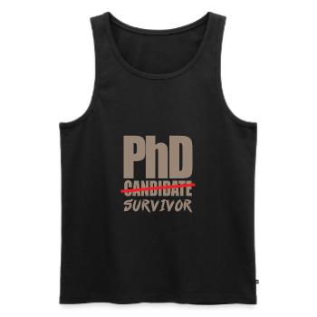 Cadeau de graduation Phd Uni disant - Débardeur bio Premium Homme - noir - Devant - AI Model Male 178 light (178cm)