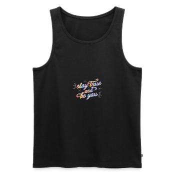 StayTrueAndBeYou - Men's Premium Organic Tank Top - black - Front - Michal (187cm)