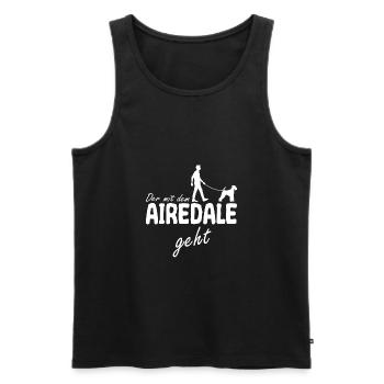 Airedale Terrier Der mit dem Gassi geht Spruch - Männer Premium Bio Tank Top - Schwarz - Vorne - Michal (187cm)