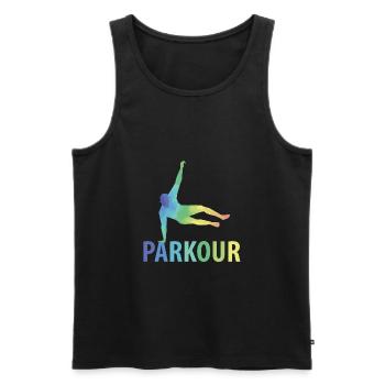 Cadeau de parkour - Débardeur bio Premium Homme - noir - Devant - AI Model Male 178 light (178cm)