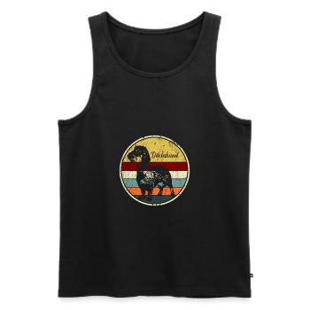 Dachshund Rauhaardackel Retro Kreis Silhouette - Männer Premium Bio Tank Top - Schwarz - Vorne - Michal (187cm)