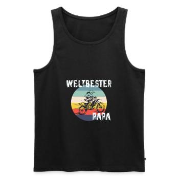 Schwester Motorcross Weltbeste Papa Vintage - Männer Premium Bio Tank Top - Schwarz - Vorne - Michal (187cm)
