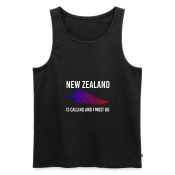 New Zealand is calling and I Must Go gift idea - Men's Premium Organic Tank Top - black - Front - AI Model Male 178 light (178cm)