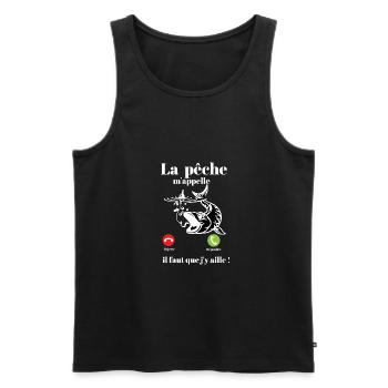 La pêche m'appelle ! - Débardeur bio Premium Homme - noir - Devant - Michal (187cm)