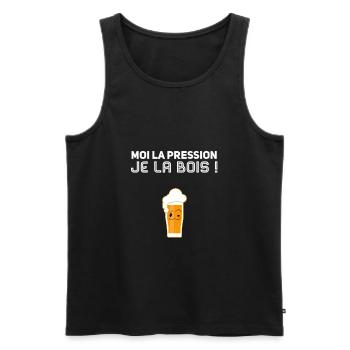Moi la pression je la bois! - Débardeur bio Premium Homme - noir - Devant - Michal (187cm)