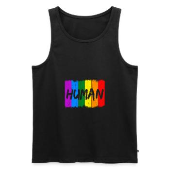 We are all human - Men's Premium Organic Tank Top - black - Front - AI Model Male 178 light (178cm)
