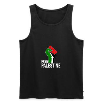 Free Palestine - Men's Premium Organic Tank Top - black - Front - AI Model Male 178 light (178cm)