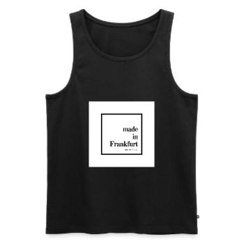 Made in Frankfurt label place of birth gift idea - Men's Premium Organic Tank Top - black - Front - Michal (187cm)