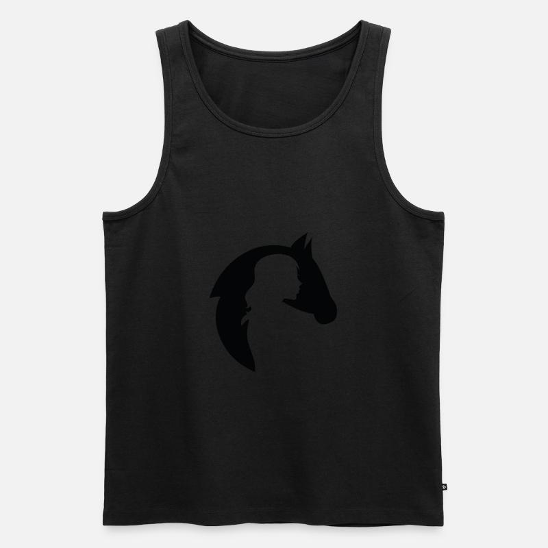Pferd Geschenk Reiten Mädchen Silhouette - Männer Premium Bio Tank Top - Schwarz