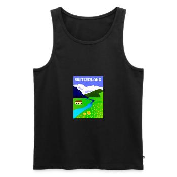 SWITZERLAND - Men's Premium Organic Tank Top - black - Front - AI Model Male 178 light (178cm)