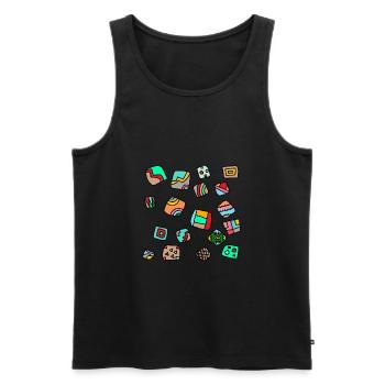 Multicolored dice - Men's Premium Organic Tank Top - black - Front - AI Model Male 178 light (178cm)