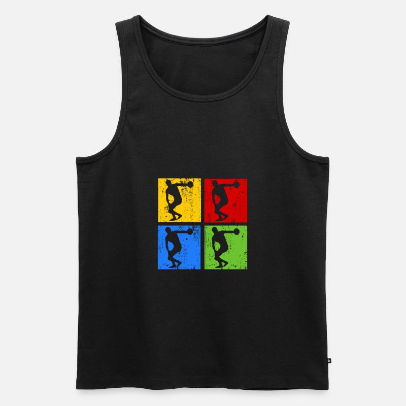 Diskuswurf Diskuswerfen Pop Art Retro Silhouette - Männer Premium Bio Tank Top - Schwarz