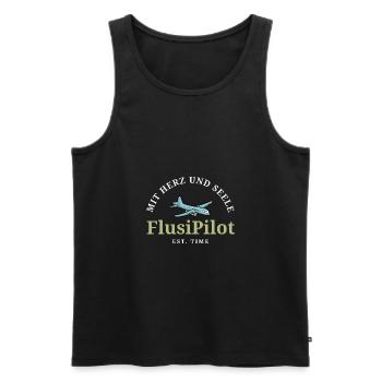 Mit Herz und Seele - Flusi Pilot - Männer Premium Bio Tank Top - Schwarz - Vorne - Michal (187cm)