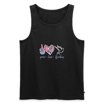 Frieden, Liebe, Freiheit - Männer Premium Bio Tank Top - Schwarz - Vorne - AI Model Male 178 light (178cm)