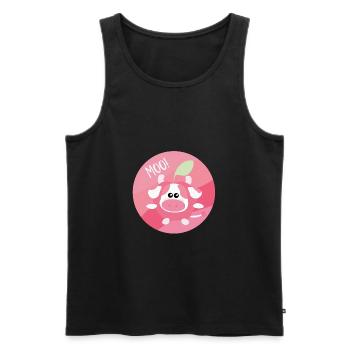Cute Pink Apple Cow - Men's Premium Organic Tank Top - black - Front - AI Model Male 178 light (178cm)