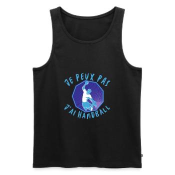 Je peux pas j'ai handball cadeau humoristique - Débardeur bio Premium Homme - noir - Devant - AI Model Male 178 light (178cm)