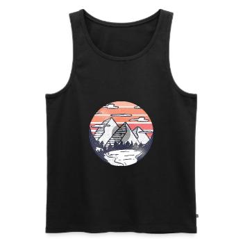 Mountains Lake Sunset LP Design - Men's Premium Organic Tank Top - black - Front - AI Model Male 178 light (178cm)