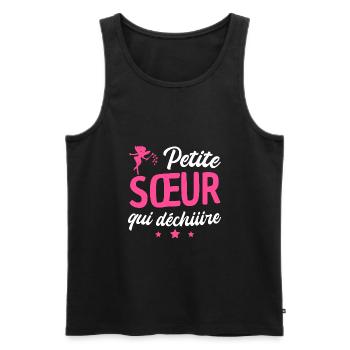 petite sœur qui déchire - Débardeur bio Premium Homme - noir - Devant - Michal (187cm)