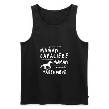Maman cavalière maman normal cadeau humoristique - Débardeur bio Premium Homme - noir - Devant - Michal (187cm)
