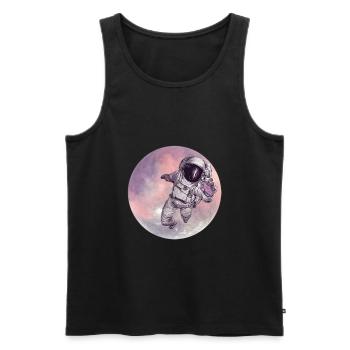 Un astronaute quitte la lune - Débardeur bio Premium Homme - noir - Devant - Michal (187cm)