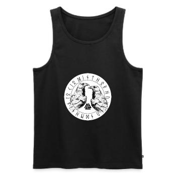 Hugin und Munin Odins Raben Walhalla Runen Valknut - Männer Premium Bio Tank Top - Schwarz - Vorne - AI Model Male 178 light (178cm)