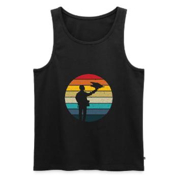 Falkner Retro Sonnenuntergang Falknerei Falken Falkner - Männer Premium Bio Tank Top - Schwarz - Vorne - AI Model Male 178 light (178cm)