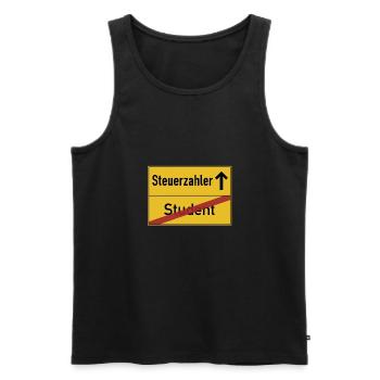 Student zu Ende - Steuerzahler Ortsschild - Männer Premium Bio Tank Top - Schwarz - Vorne - Michal (187cm)