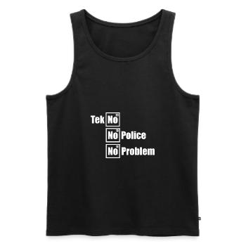 Tekno Techno No Police No Problem Raving - Männer Premium Bio Tank Top - Schwarz - Vorne - AI Model Male 178 light (178cm)