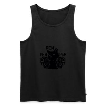 Cat Kitten Cat Holder Pew Pew Pew - Men's Premium Organic Tank Top - black - Front - AI Model Male 178 light (178cm)