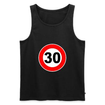 30e anniversaire - 30 - Célébration - Panneau de signalisation - Débardeur bio Premium Homme - noir - Devant - Michal (187cm)