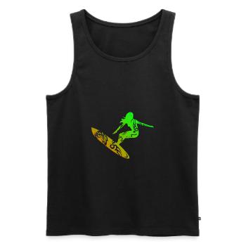 Surf Girl Tribal Tattoo Surf Lover Gift Idea - Men's Premium Organic Tank Top - black - Front - AI Model Male 178 light (178cm)