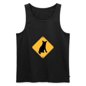 Attention chien mordant - Débardeur bio Premium Homme - noir - Devant - AI Model Male 178 light (178cm)