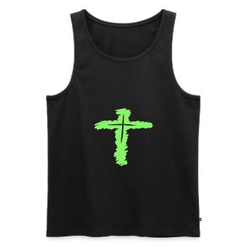 Cross Christian Art Simply Discreet - Men's Premium Organic Tank Top - black - Front - AI Model Male 178 light (178cm)
