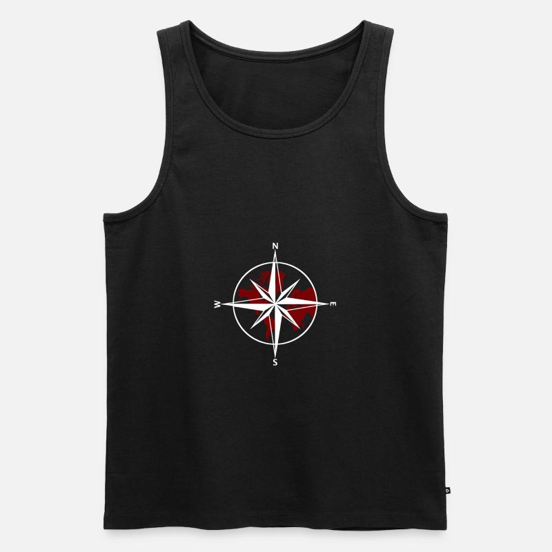 Kompass weiß-rot - Männer Premium Bio Tank Top - Schwarz