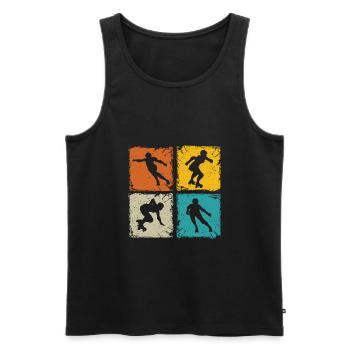 Roller Derby retro Quadrate einzigartige Roller Derby - Männer Premium Bio Tank Top - Schwarz - Vorne - AI Model Male 178 light (178cm)
