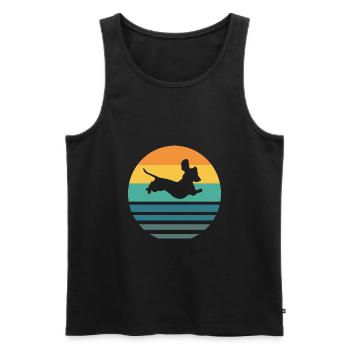 Dackel Dachshund Silhouette Retro Geschenk Hunde - Männer Premium Bio Tank Top - Schwarz - Vorne - Michal (187cm)