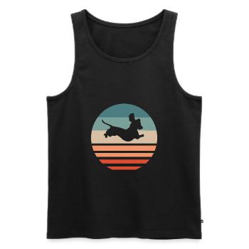 Teckel chien teckel silhouette cadeau rétro - Débardeur bio Premium Homme - noir - Devant - Michal (187cm)
