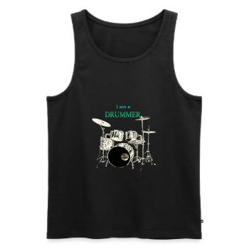 I am a Drummer Schlagzeuger Schlagzeug - Männer Premium Bio Tank Top - Schwarz - Vorne - AI Model Male 178 light (178cm)