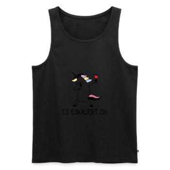 Es eskaliert eh Geschenk Einhorn Mädchen - Männer Premium Bio Tank Top - Schwarz - Vorne - AI Model Male 178 light (178cm)