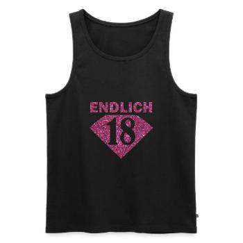 Endlich 18 Spruch Pink Glitzer - Männer Premium Bio Tank Top - Schwarz - Vorne - AI Model Male 178 light (178cm)