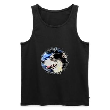 Husky - Men's Premium Organic Tank Top - black - Front - AI Model Male 178 light (178cm)