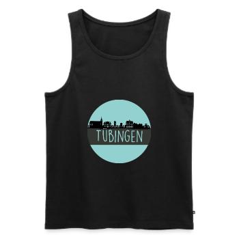 tübingen, skyline, circle, shearer cut, blue - Men's Premium Organic Tank Top - black - Front - AI Model Male 178 light (178cm)