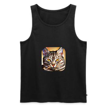Chat - Débardeur bio Premium Homme - noir - Devant - AI Model Male 178 light (178cm)
