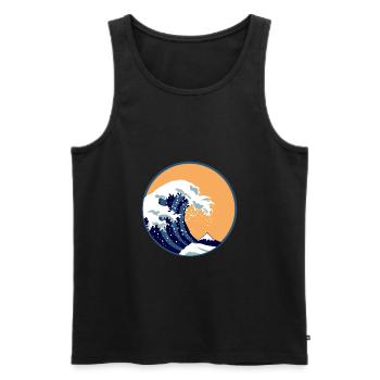 Waves The Big Wave Before Kanagawa Retro Art Gift - Men's Premium Organic Tank Top - black - Front - Michal (187cm)