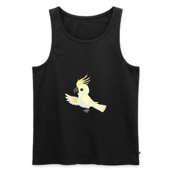 Funny big yellow-crested cockatoo - Men's Premium Organic Tank Top - black - Front - AI Model Male 178 light (178cm)