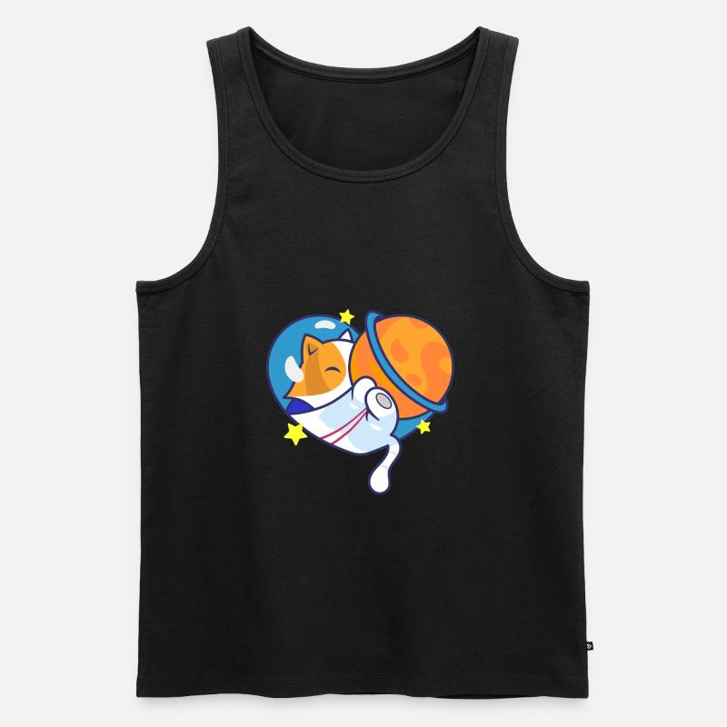 Die Katze im Universum - Männer Premium Bio Tank Top - Schwarz