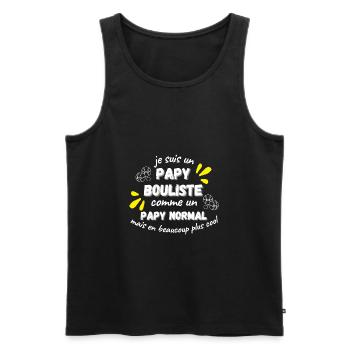 Papy bouliste.Idée cadeau pour papy fan pétanque - Débardeur bio Premium Homme - noir - Devant - Michal (187cm)
