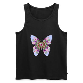 papillon et fleurs - Débardeur bio Premium Homme - noir - Devant - Michal (187cm)